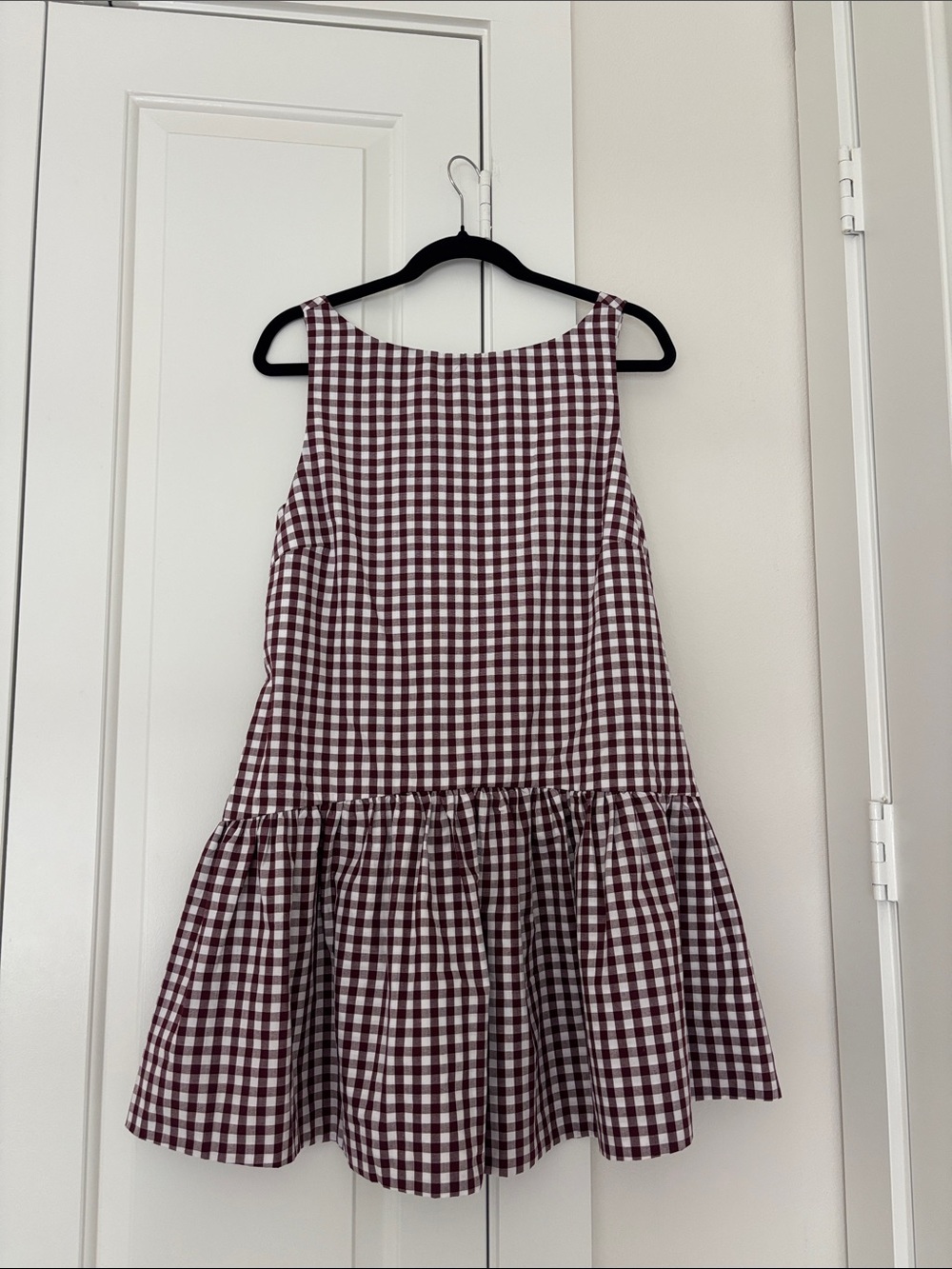Altar'd State Burgundy and White Gingham Drop-Waist Dress
